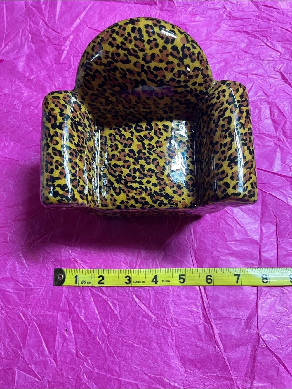 Vintage Leopard Print Miniature Porcelain Novelty Chair Figurine by TST